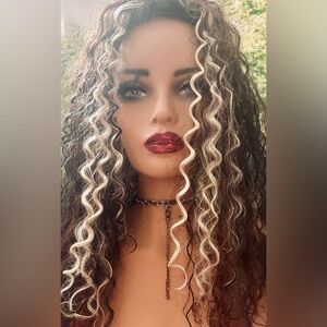 Curly Brown and Blonde Blend 360 Topper 12 inch